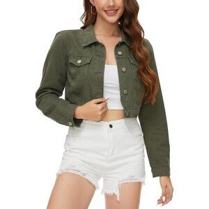 Green Jacket Stylish Cropped Jacket For Women Casual Wear For Everyday Style